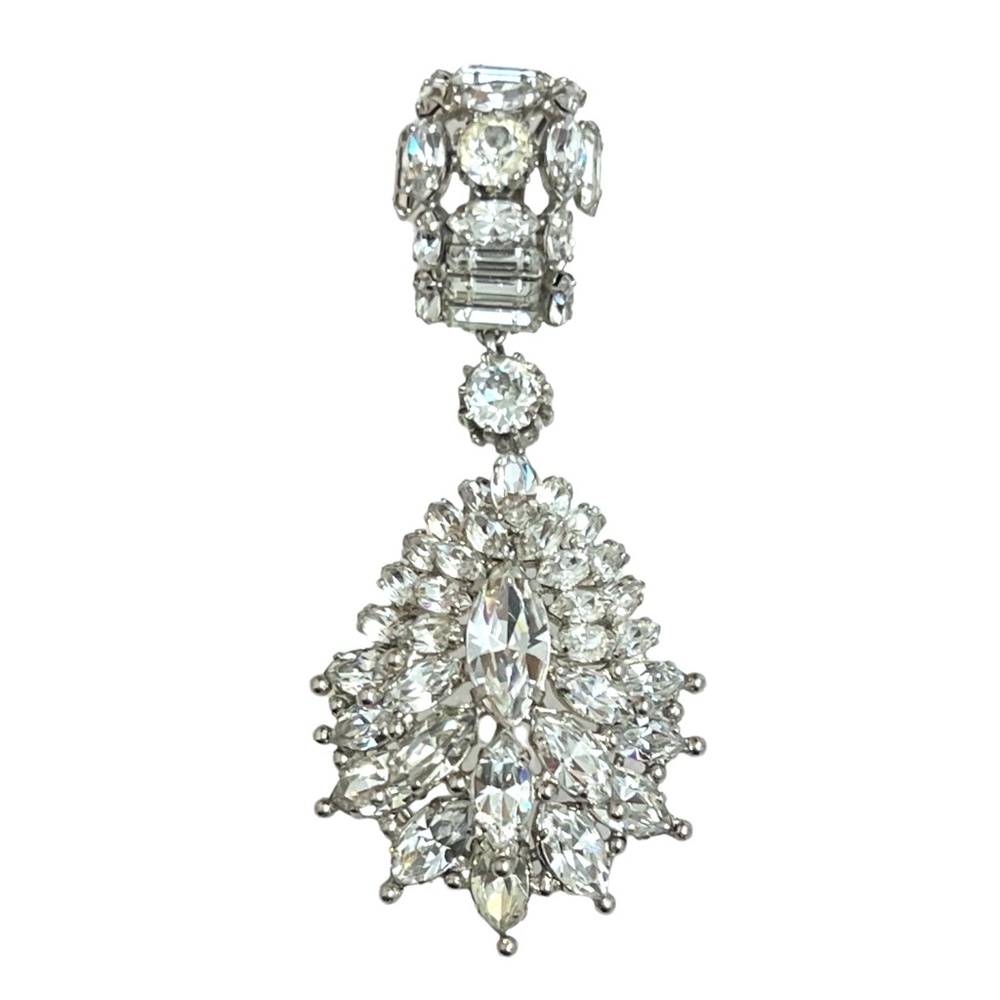 VINTAGE ORNATE VERY LARGE 3D RHINESTONE/CRYSTAL PENDANT